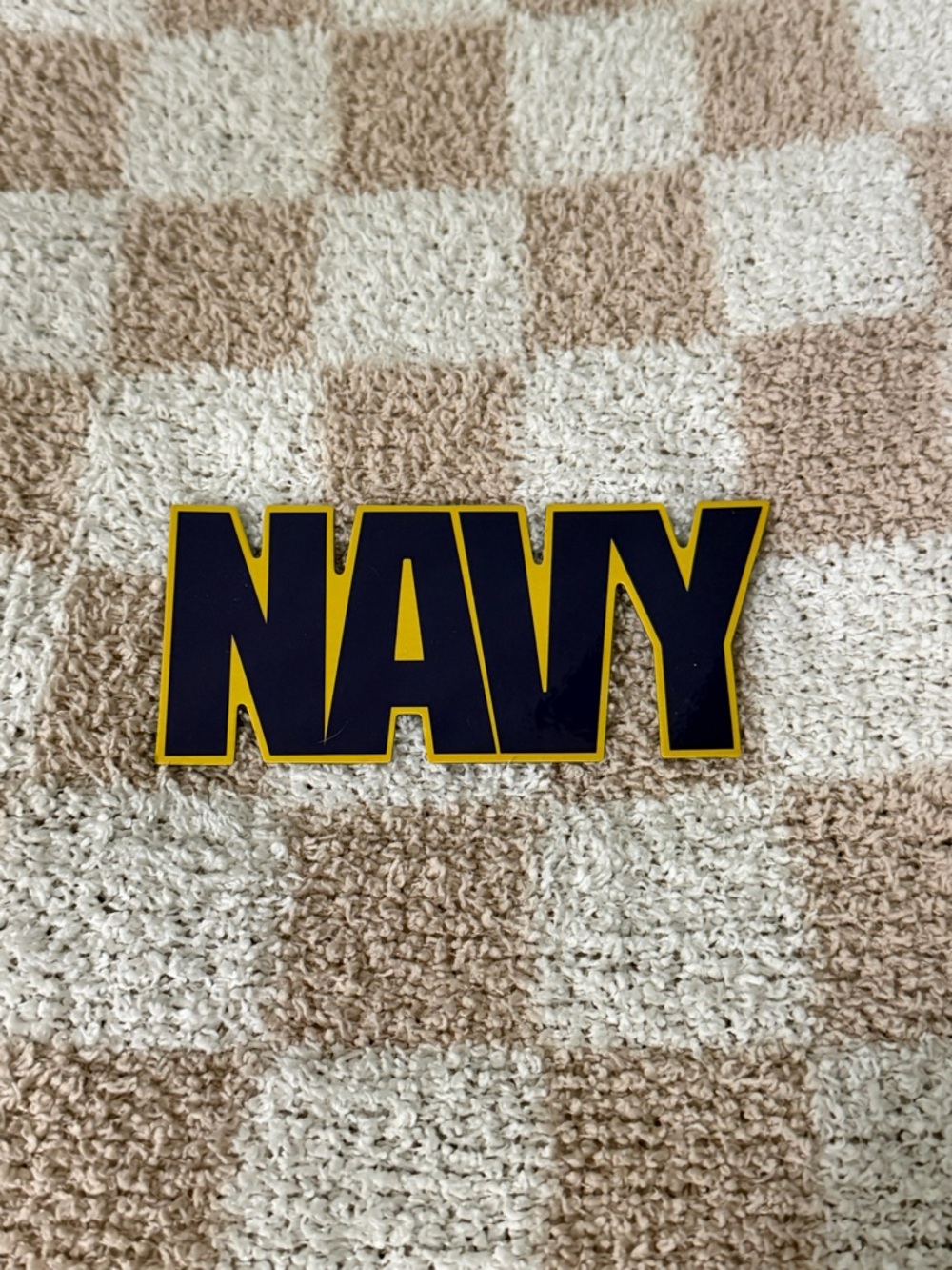 NAVY  Magnet in Navy Blue with Yellow Outline
